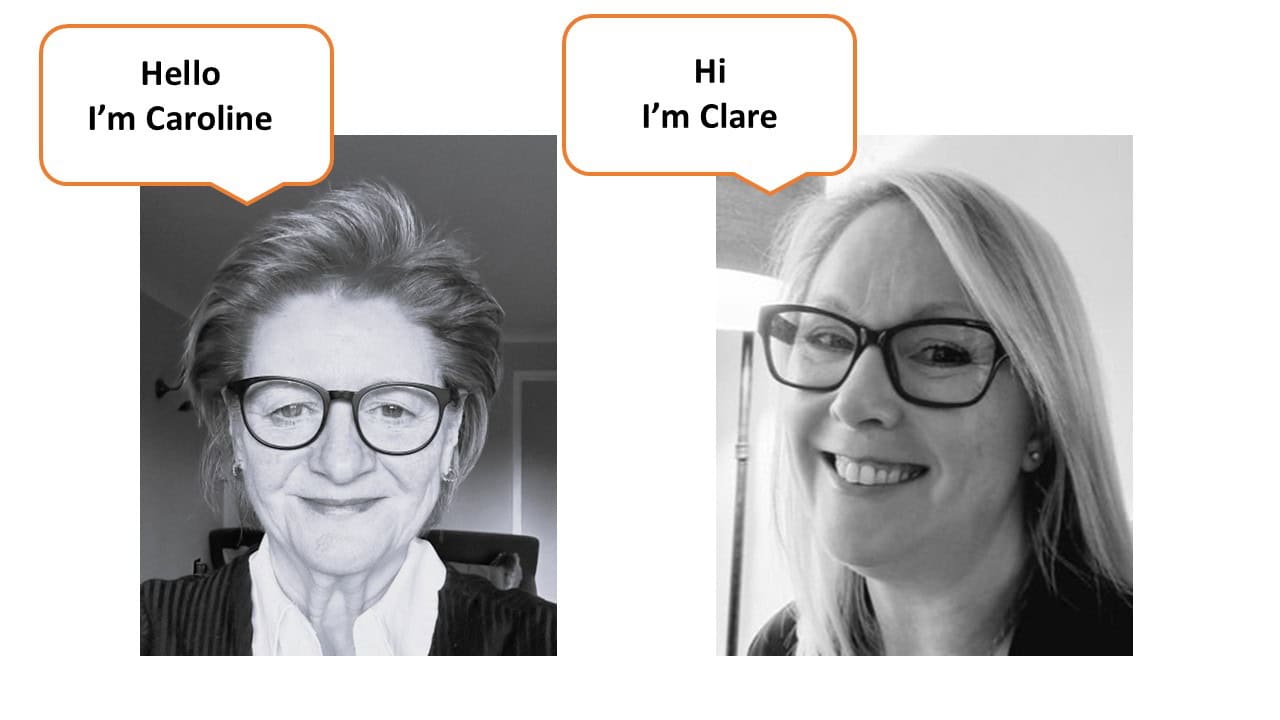 C & C Black and white picture of Caroline Brown & Clare Mills