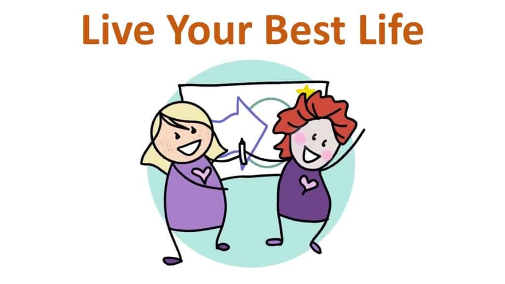 Live Your Best Life Live Your Best Life Logo with caricatures of Clare Mills & Caroline Brown